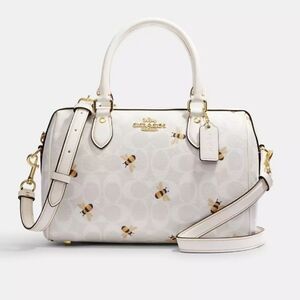 Rowan Satchel Bag In Signature Canvas With Bee Print